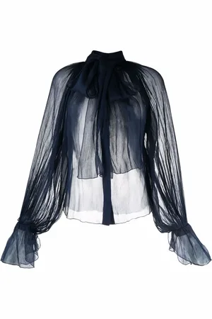 Atu Body Couture Sheer pussy-bow silk blouse