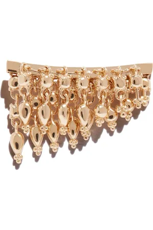 Maria Tash 18kt yellow curved tassel bar single earring