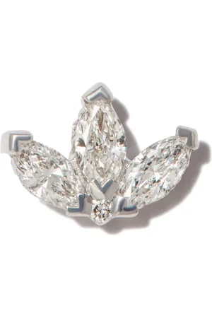 Maria Tash 18kt white gold engraved lotus diamond single earring