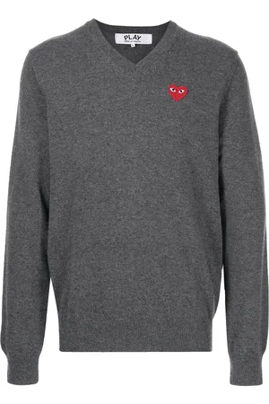 Comme des Garçons V-neck knitted heart jumper