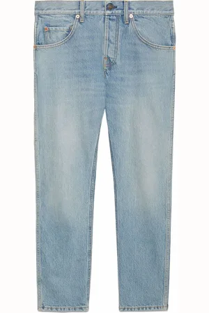 Gucci Bleach-effect tapered-leg denim jeans