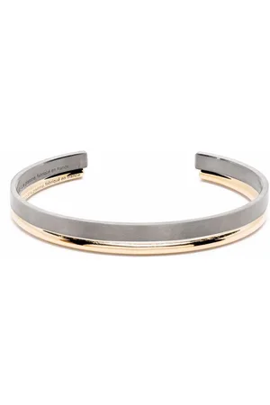 Le Gramme 18kt polished yellow gold and blackened sterling Ribbon cuff set