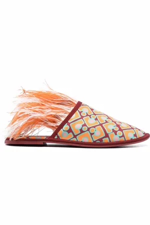 La DoubleJ Boudoir feather-trim slippers