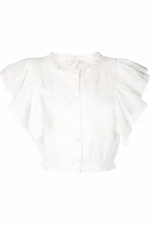 LOVESHACKFANCY Ruffle-trim cropped shirt