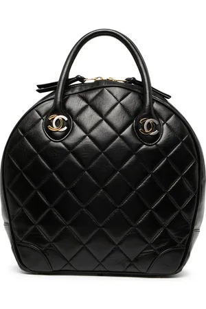 Chanel Pre-owned 2021 Mini CC Diamond-Quilted Bowling Bag - Black