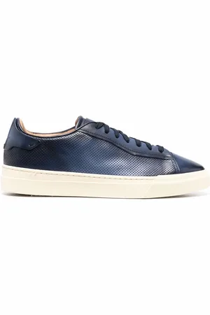 santoni Debossed-logo leather sneakers