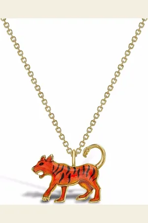 Pragnell 18kt yellow Zodiac tiger pendant necklace