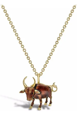 Pragnell 18kt yellow Zodiac ox pendant necklace