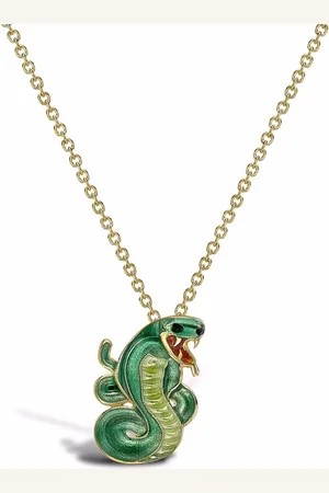 Pragnell 18kt yellow Zodiac snake pendant necklace