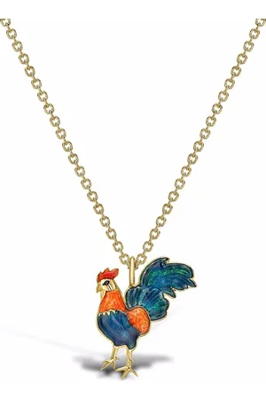 Pragnell 18kt yellow Zodiac rooster pendant necklace