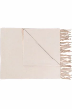 Ganni Fringed knitted scarf
