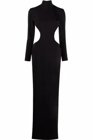 Monot Open-back high-neck cut-out evening gown