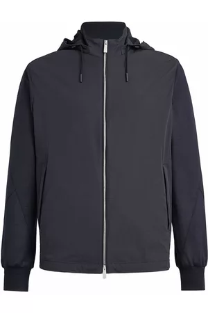 Z Zegna Men Cropped Jackets - Jersey sleeve hooded jacket