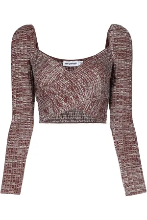 Self-Portrait Crossover knitted top