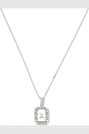 Shay 18kt white gold X-initial bead-chain necklace