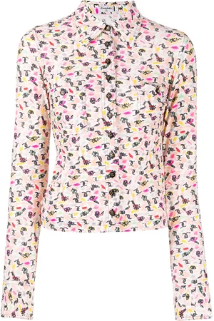 CHANEL 1990s eye logo print shirt