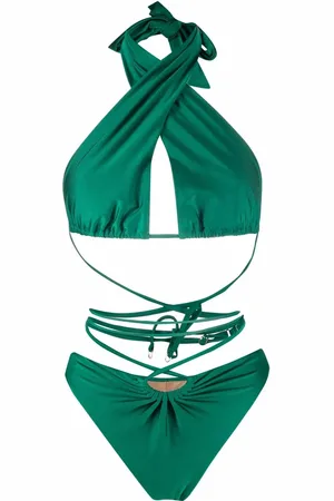 Noire Swimwear Lattice-strap halterneck swimsuit