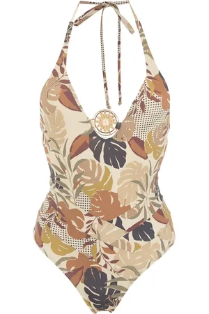 AMIR SLAMA Palm leaf print swimsuit