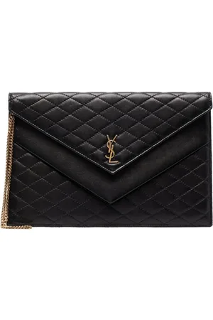 Saint Laurent Ysl Monogram Quilted Envelope Clutch Bag in Purple