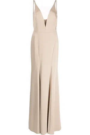 Marchesa Notte Crema plunge-neck gown