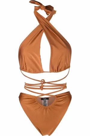 Noire Swimwear Lattice-strap halterneck swimsuit