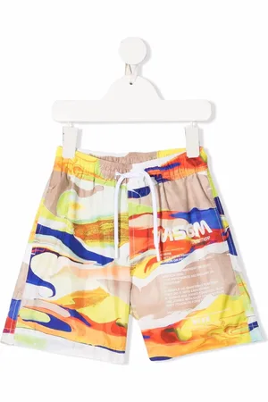 Msgm Abstract-print logo swim shorts