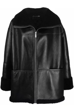 Totême Shearling-trim leather jacket