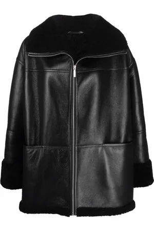 Totême Shearling-trim leather jacket