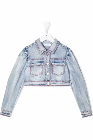 MONNALISA Crystal-embellished denim jacket