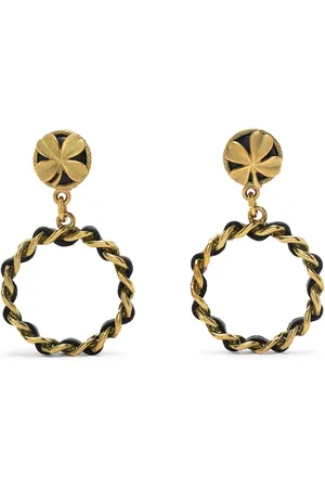 CHANEL 1994 clover-charm hoop earrings