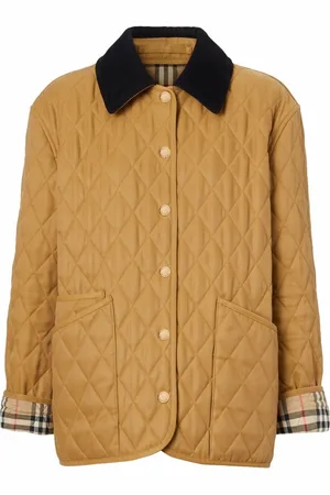Burberry Corduroy-collar diamond-quilted jacket