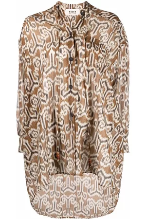 Bazar Deluxe Ikat print draped long-sleeve blouse