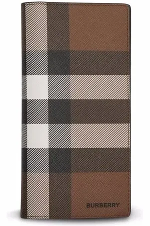 Burberry Check-print e-canvas leather wallet