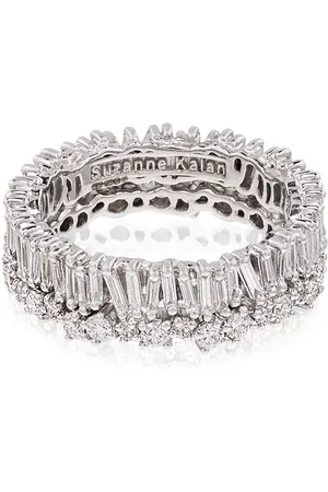 Suzanne Kalan 18kt white gold baguette diamond ring