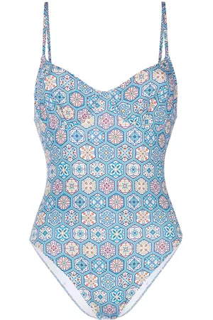 Solid Women Swimming Costumes - Geometric embroidered swimsuit