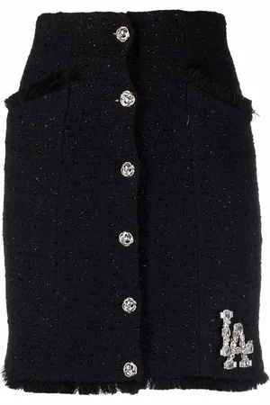 Philipp Plein Crystal Skull tweed short skirt