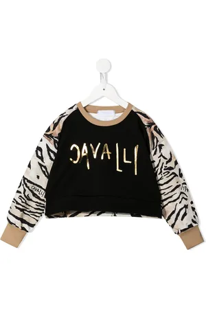 Roberto Cavalli Animal-sleeve logo-print top