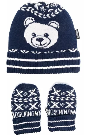 Moschino Knitted hat and mittens set
