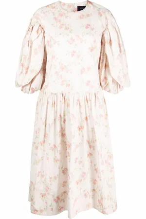 Simone Rocha Floral-print puff-sleeve midi dress