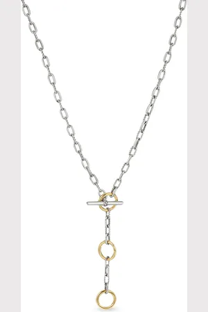David Yurman 18kt yellow gold and sterling DY Madison Three Ring chain necklace