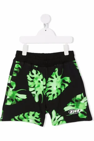 Msgm Leaf-print cotton shorts