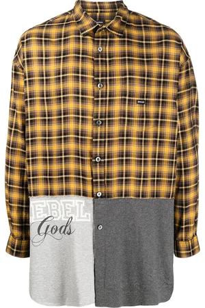 Undercoverism Patchwork plaid long-sleeve shirt