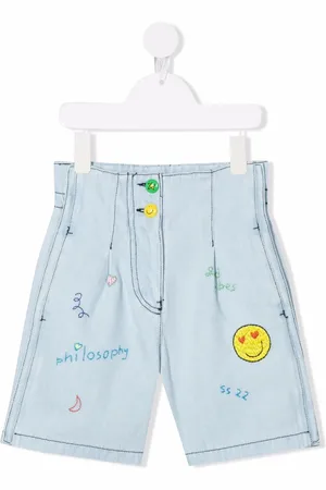 PHILOSOPHY DI LORENZO SERAFINI Embroidered contrast-stitching denim shorts