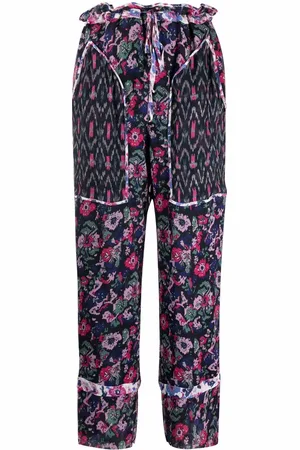 Marant Etoile Mix-print straight-leg ankle trousers