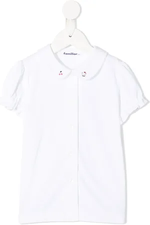 Familiar Scallop-edge cotton blouse