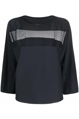 PLEATS PLEASE ISSEY MIYAKE Mesh-panel cropped blouse