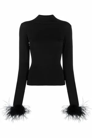 Atu Body Couture Feather-cuff high-neck top