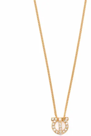 Salvatore Ferragamo Gancini crystal pendant necklace