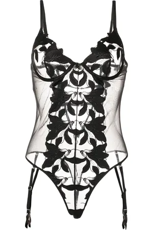 FLEUR DU MAL Lily embroidered cupped bodysuit