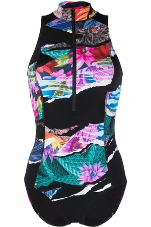 Y-3 Panelled floral-print swimsuit